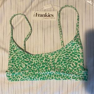 NWT frankies bikinies grant top green leopard xs